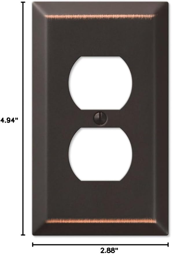 Amerelle 163DDB Century Wallplate, 1 Duplex, Steel, Aged Bronze, 1-Pack