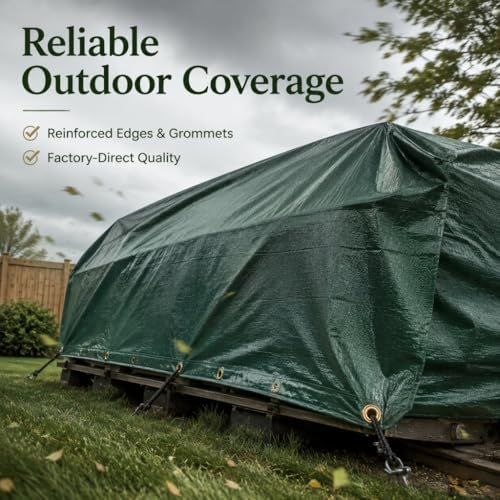 10x20 FT Heavy Duty Polyethylene Tarp, 12 Mil Waterproof