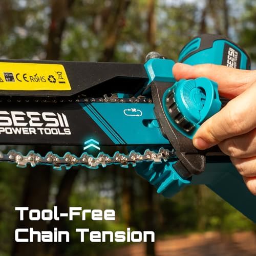 SEESII Flagship 8-Inch Cordless Mini Chainsaw, Upgraded Brushless Motor