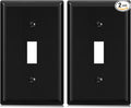 ELEGRP Toggle Light Switch Wall Plate, 1-Gang Standard Size Switch Covers, Unbreakable Polycarbonate Replacement Faceplates Covers, UL Listed, Color-matched Screws Included (2 Pack, Glossy Black)