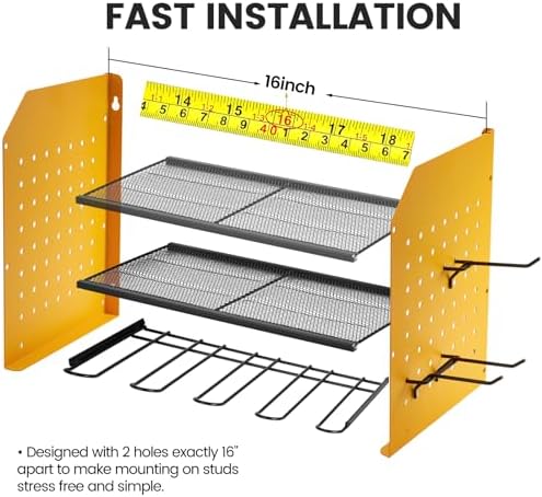 TRZZ Power Tool Organizer Wall Mount, 3-Layer Drill Rack, Yellow
