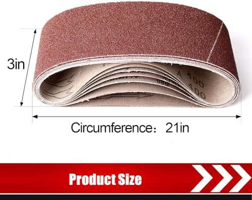 BOSHCRAFT 3x21 Sanding Belts, 21 Pack Belt Sander Paper 40/60/80/120/180/240/400 Grit Assortment Aluminum Oxide Sanding Belts for Wood Metal Polishing Knife Sharpening