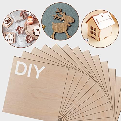 12 Pcs Baltic Birch Plywood,12 x 12 x 1/8 Inch - 3mm Thick Birch Unfinished Wood for Crafts Laser Cutting & Engraving, School DIY Projects, Painting, Fretwork, CNC Cutting, and Wood Burning