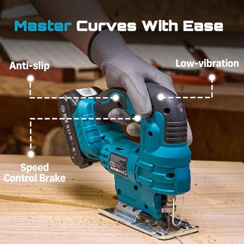 SEESII Jig Saw, Cordless Jigsaw Tool with 2×2.0Ah Batteries and Charger