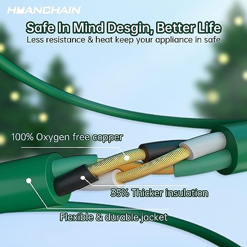 HUANCHAIN 16/3 Gauge Indoor Outdoor Green Extension Cord 150 ft Waterproof
