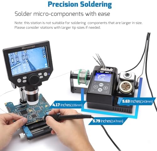 WEP 982 II Precision Soldering Station Kit with 3 C245 compatible Soldering Iron Tip Cartridge, Lead-Free Solder Wire, 4 Memory Channels, Tip Change Groove, Integrated Cleaning Tools