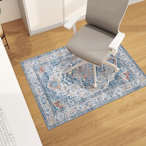 chakme Office Chair Mat for Hardwood Floor, 48"x36" Easy Glide Computer Desk Mat Protector for Rolling Chair Under Desk Rug Nonslip Backing, Machine Wash, (Boho)