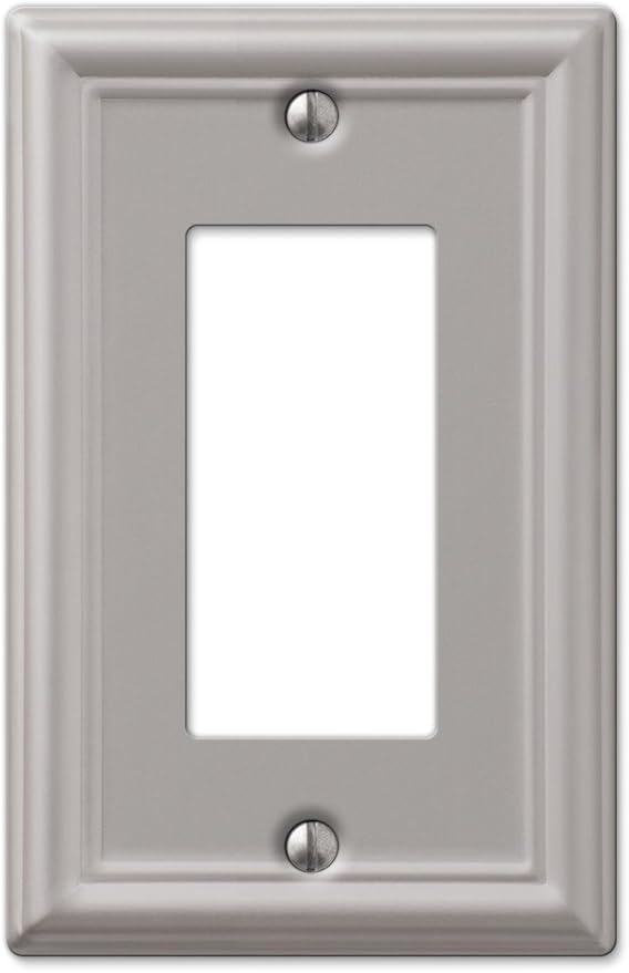 Amerelle 149RBN 1 Rocker Wall Plate, 1 Duplex Outlet, Brushed Nickel