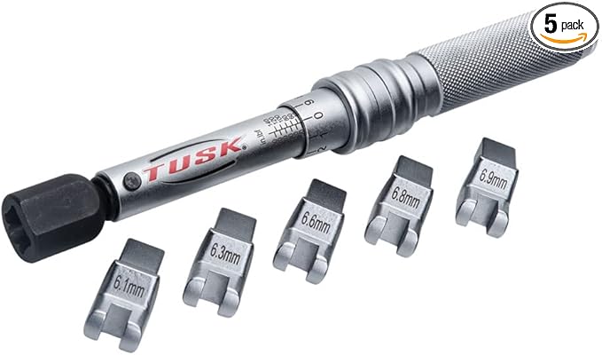 TUSK Spoke Torque Wrench Kit Adjustable 30-150 in-lb with 5 Heads | Compatible with KTM Husqvarna. Adjustable torque wrench with 5 drop-forged heads for precise spoke tension.