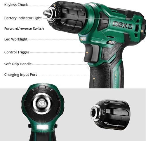Tool Kit: 8V Cordless Drill, Home Toolbox with storage case, Hand Tool set for Home Repairs 126 Piece, Green