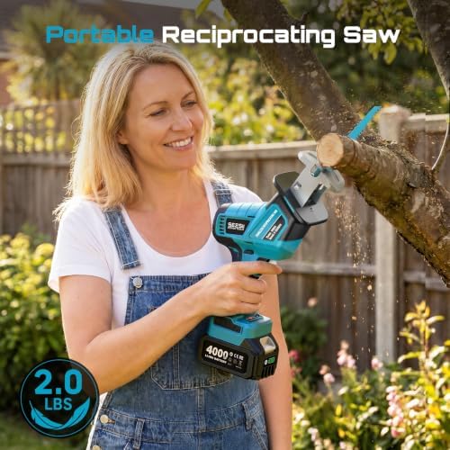 SEESII Reciprocating Saw Cordless with 2 x 4.0Ah Batteries and 6 Saw Blades