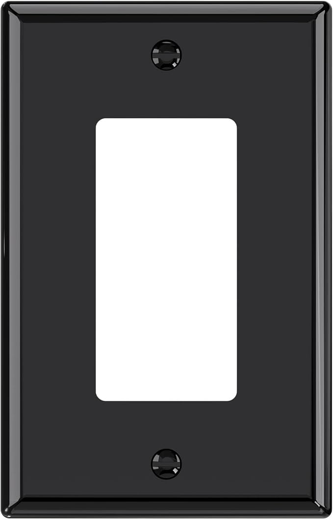 AIDA 1-Gang Midsize Light Switch Cover Plate, Decorative Outlet Covers - Glossy Black, 1-Pack Unbreakable Polycarbonate Wall Plates for Decorator Device, UL Listed, 4.88" H x 3.13" L
