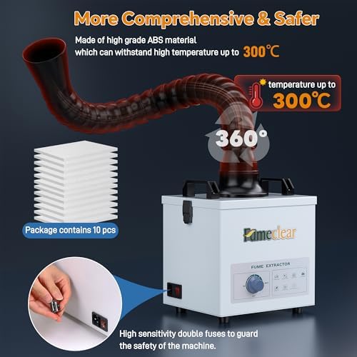 FumeClear FC-100A Fume Extractor Low-Noise & High Iodine 3-Stage Filtration