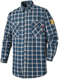 FR Shirts for Men 7oz Fire Resistant Shirts CAT2 Welding Shirt 100% Cotton Flame Resistant Shirt Blue/Plaid(6X-Large)