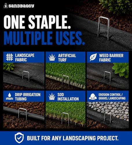 Sandbaggy 6 inch Landscape Sod Staples (9 Gauge Steel) ~ Great for Hard Soil - 20% Thicker Than Competition - Trusted by Farmers & Contractors Across USA (200 Staples)