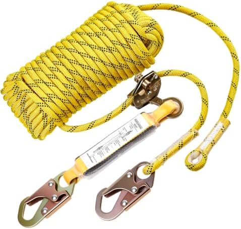 Rope Harness Safety Lanyard 25FT, Vertical Lifeline Assembly