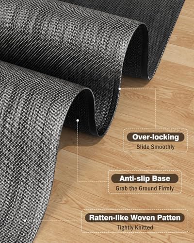 Blvornl Ultra Large Office Chair Mat for Hardwood Floor, Rolling Chair Mat for Hard Wood, Large Anti-Slip Hard Floor Protector, Heavy Duty Computer Desk Rug for Office and Home 47.2"*53" Black