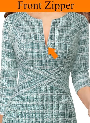 VFSHOW Womens Work Business Office Zipper Up Slim Bodycon Sheath Dress