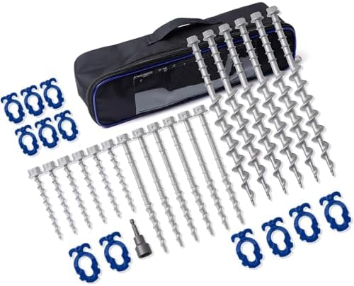 Homeon Wheels Aluminum Ground Anchors, 18-Pack Heavy-Duty Screw Stakes