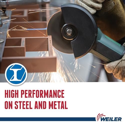 Weiler 57021 5 Inch Cutting Wheel, Tiger AO Steel/Metal Long Life Performance Cutting, .045" A60T Type 1 7/8" Arbor, Pack of 25