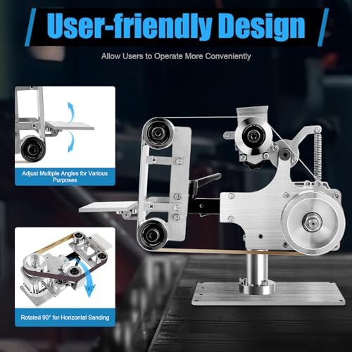 1" x 30" Belt Sander Bench Grinder, 550W Desktop Belt Knife Sharpener Belt Sander Vertical Horizontal Belt Polisher Sharpener Grinder with Brushless Motor Rotating Sanding Angle for Knife Making
