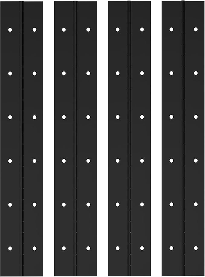 EPHECH 4PCS 12Inch Black Continuous &Piano Hinge, Heavy Duty Stainless Steel 304 Continuous Hinges Piano Boat Hinges, 0.04" Thickness Folding Cabinet Door Butt Hinge