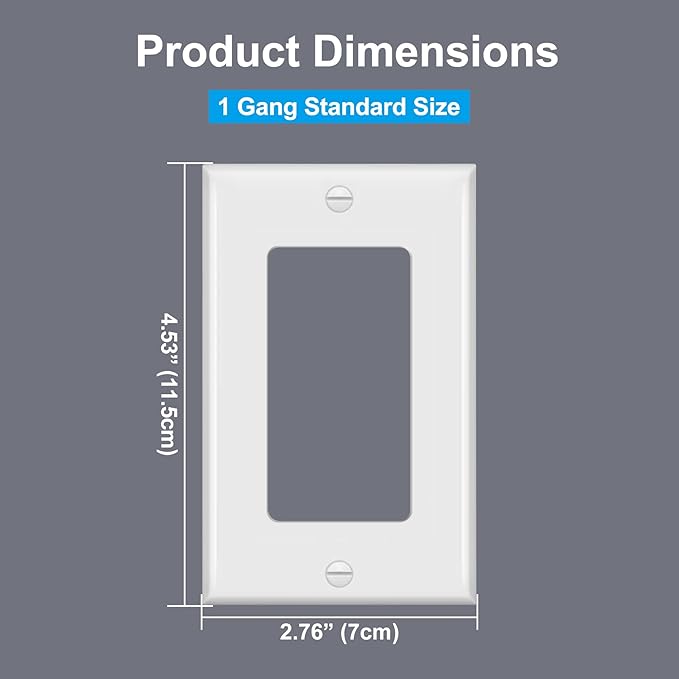 BESTTEN 40 Pack 1-Gang Switch Plates, Electrical Outlet Receptacle Covers, Unbreakable Polycarbonate Light Switch Cover, Standard Size 2.76” x 4.5”, UL Listed, Contractor Pack, White