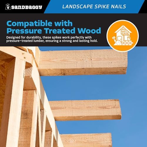 Sandbaggy 3/8" x 12" Landscape Spike Nails - Galvanized Timber Spikes - Construction, Landscape Edging, Framing, Landscape Fabric (3/8" x 12" (Galvanized), 180)