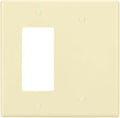 Bates- Combination Wall Plate, 4.88"x4.94", Decorator/Blank, Light Almond Unbreakable Polycarbonate Thermoplastic, 2 Gang Wall Plate for Electrical Outlets