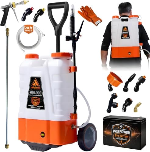 PetraTools HD4000 Battery Powered Backpack Sprayer w/Cart, 8 Hr Runtime