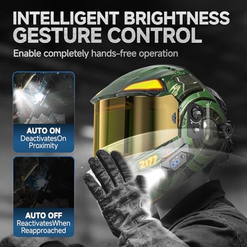 ANDELI Auto Darkening Welding Helmet with 2 Lights, Digital Shade Control