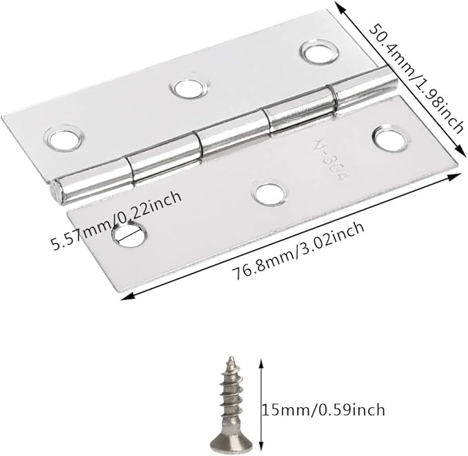 FOCCTS 18 Pack Folding Door Hinges, 2 x 3 inch Stainless Steel Square Butt Hinges for Home Furniture Hardware Closet Door with Enough Screw