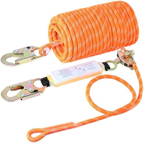 Rope Harness Safety Lanyard 100FT, Roofing Fall Protection Rope