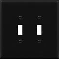ENERLITES Double Toggle Switch Cover, Two Gang Light Switch Wall Plate, Gloss Finish, Oversized 2-Gang 5.5" x 5.5", Unbreakable Polycarbonate Thermoplastic, UL Listed, 8812O-BK, Black