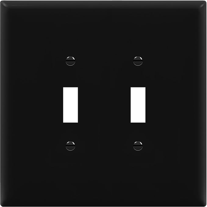 ENERLITES Double Toggle Switch Cover, Two Gang Light Switch Wall Plate, Gloss Finish, Oversized 2-Gang 5.5" x 5.5", Unbreakable Polycarbonate Thermoplastic, UL Listed, 8812O-BK, Black
