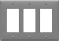 ENERLITES Decorator Wall Plate, Light Switch or Receptacle Outlet Cover, Gloss Finish, Size 3-Gang 4.50" H x 6.38" L, 8833-GY, Gray
