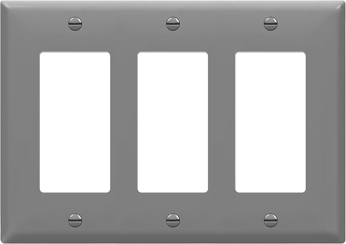 ENERLITES Decorator Wall Plate, Light Switch or Receptacle Outlet Cover, Gloss Finish, Size 3-Gang 4.50" H x 6.38" L, 8833-GY, Gray