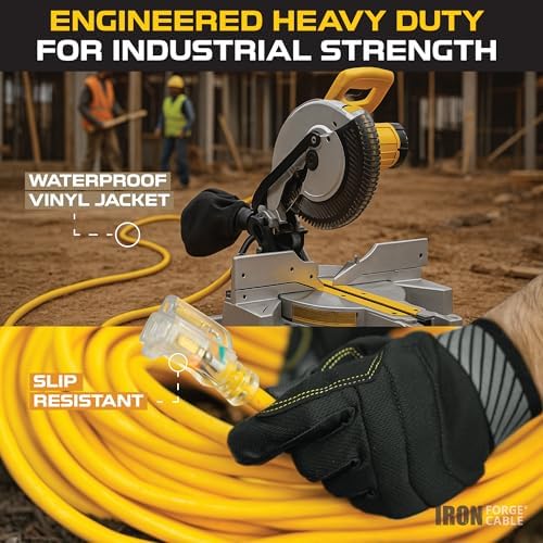 Iron Forge Cable 10 Gauge Extension Cord Heavy Duty, 25 Ft - Yellow SJTW