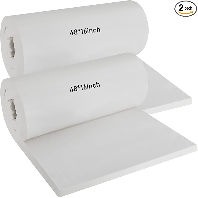 2 Pcs Ceramic Fiber Insulation Blanket 48 x 16 x 1 Inch 2600F | High Density for Oven Insulation Replacement, Heat Resistant to 2601F, For Kilns Stoves Forges Boilers Pizza Ovens