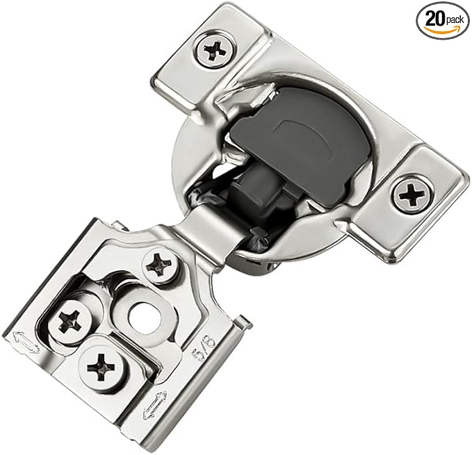 20 Pack 10 Pairs 5/8 inch Overlay Soft Close Hinges for Kitchen Cabinet Hinges Satin Nickel Hidden Hinges Stainless Steel Concealed Hinge self Closing