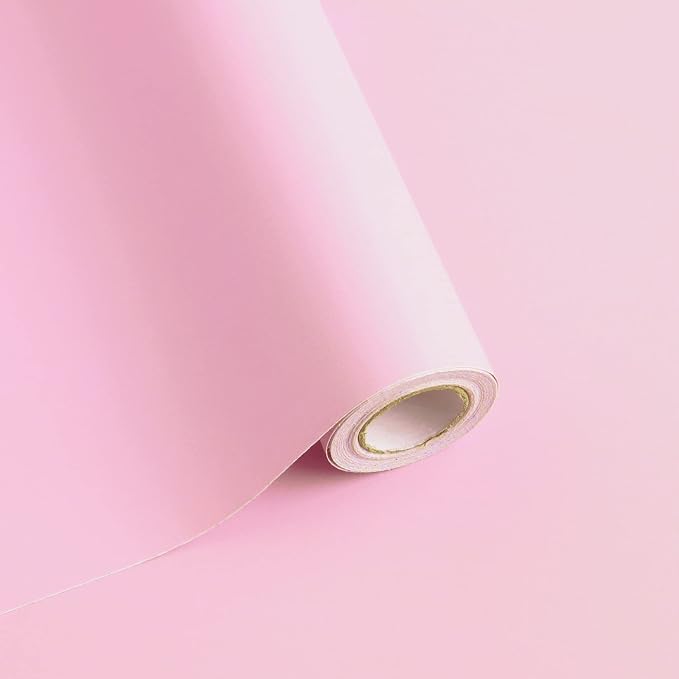 393"x17.7" Pink Peel and Stick Wallpaper Solid Color Contact Paper Self Adhesive Removable Wallpaper for Wall Covering Vinyl Roll