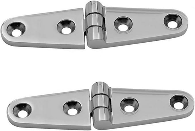 316 Stainless Steel Boat/Door Hinge ，Heavy Duty Marine Grade Cupboard Cabinet Drawer Door Strap Butt Hinge Furniture Hardware (Size: 4”X1”,2pcs)