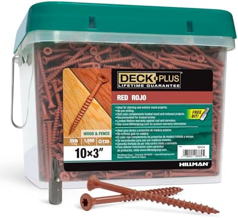Deck Plus Deck Screws, #10 x 3in, 930 Pack, Red Epoxy