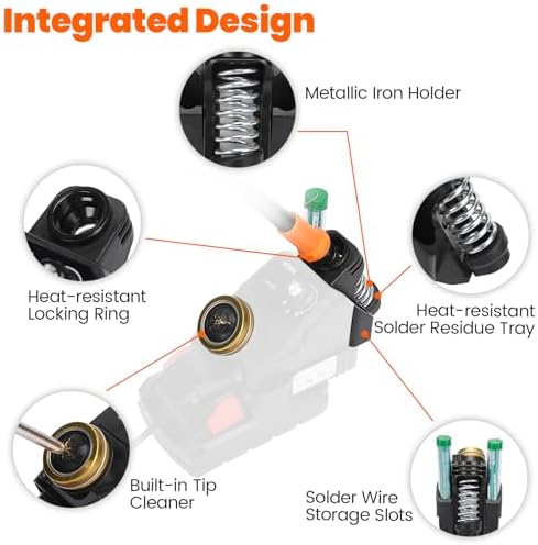 937D-I 3 Cordless Soldering Station, Portable Soldering Iron Kit Compatible with 20V Milwaukee Battery, Integrated Design, Adjustable Temperature 392°F-896°F, Digital Display, Auto Sleep