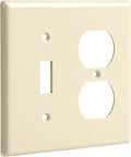 Bates- 2-Gang Combination Wall Plate, 4.88"x 4.92"/Mid-Size, Light Almond, Toggle Light Switch/Duplex Receptacle Outlet, 2 Gang Wall Plate for Electrical Outlets