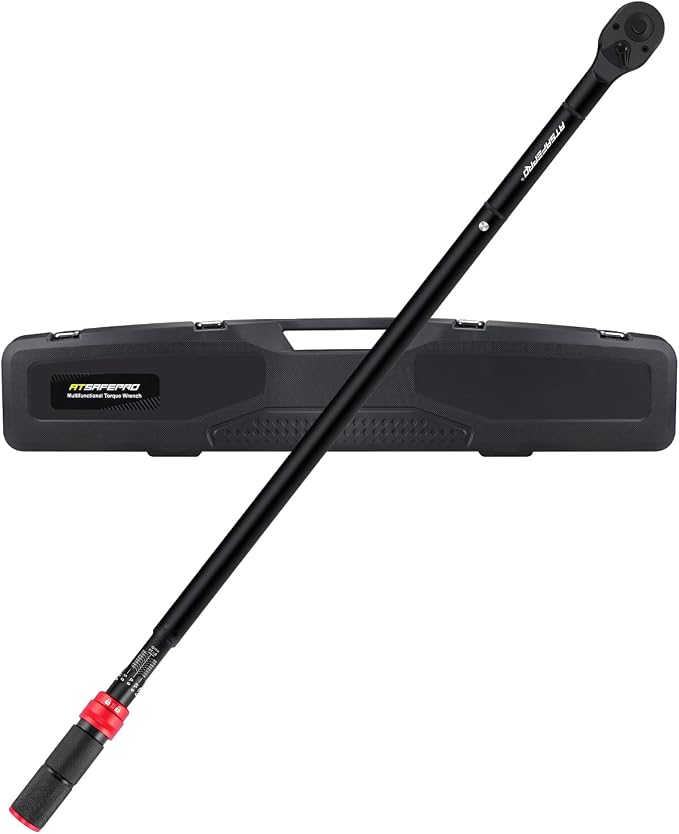 3/4 Torque Wrench 100-850 Ft-Lb -±3% Accuracy, 47.3" Long Handle, 48-Tooth Reversible Ratchet, Cr-V Steel, Dual Scale,3/4" Drive Click Heavy Duty Torque Wrench for Industrial, Truck, Turbine