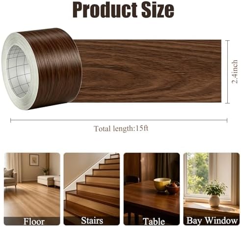 GSCIT Club Walnut Tape, 2.3 inch X 15ft Self Adhesive Wood Grain Tape Walnut Repair Patch for Tables, Chairs, Baseboards, Doors, Windows, Floors, Handicraft DIY.