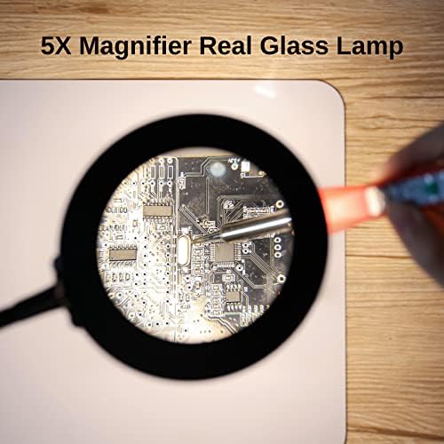 SainSmart 2-in-1 Magnetic Helping Hands, Luxurious Soldering Repair Station with Silicone Soldering Mat, PCB Circuit Board Holder, 5X LED Magnifying Lamp, Extra Large & Heavy Duty Base Plate, ESD Safe