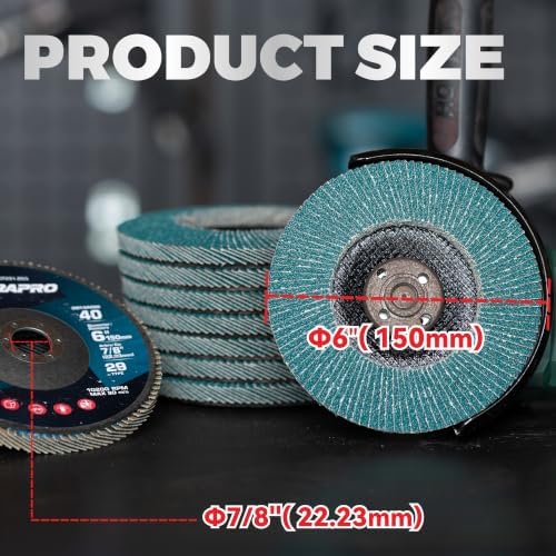 10 Pack ABRAPRO T29 Jumbo Zirconia Flap Discs 6" x 7/8", 40/60/80 Grit