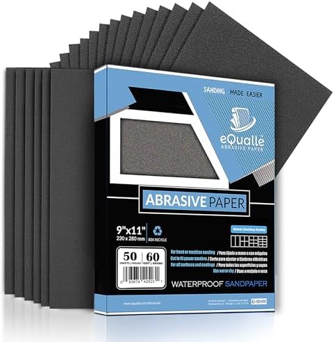 Sandpaper Grit 60, 9x11 inch, 50 Sheets